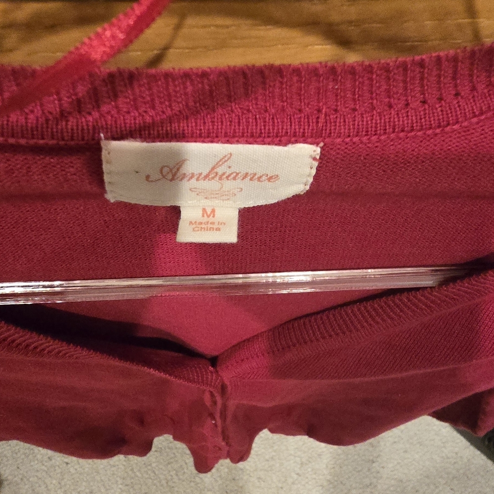 Ambiance Women's Raspberry Button-Front Cardigan - Picture 4 of 7